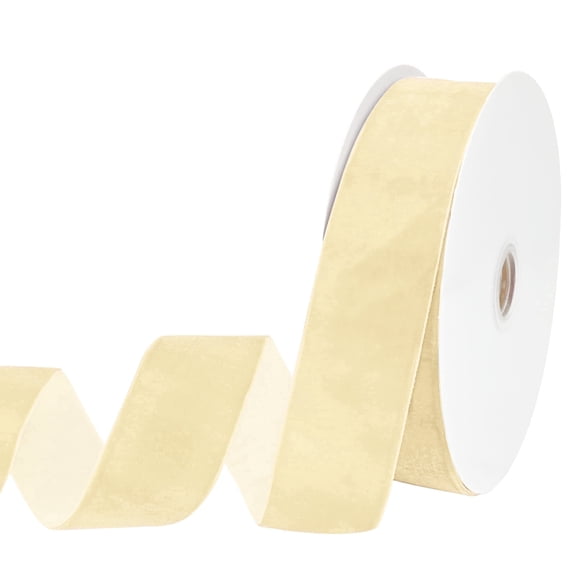 LoomJoyz 1-1/2 Inch Ivory Velvet Ribbon - 20 Yards Single Face Thin Ribbon for Gift Wrapping, Wedding Decor & DIY Hair Bows