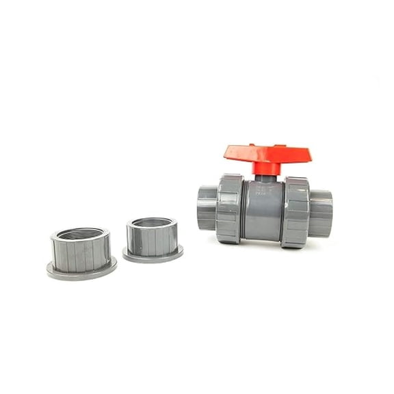 1 1/2-Inch PVC Union Ball Socket Slip Connection Shut-Off - 150 PSI - 1 1/2" Plastic Piping Components