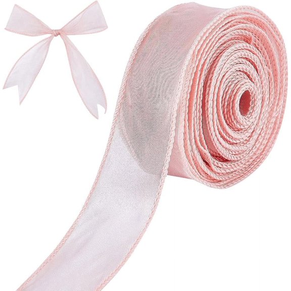 1-1/2 Inch Pink Organza Ribbon 11 Yards Sheer Chiffon Ribbons for Crafts Wedding Christmas Decorations Valentine's Day Gift Wrapping Bow Making Floral Bouquets Wrapping Shower Ribbon
