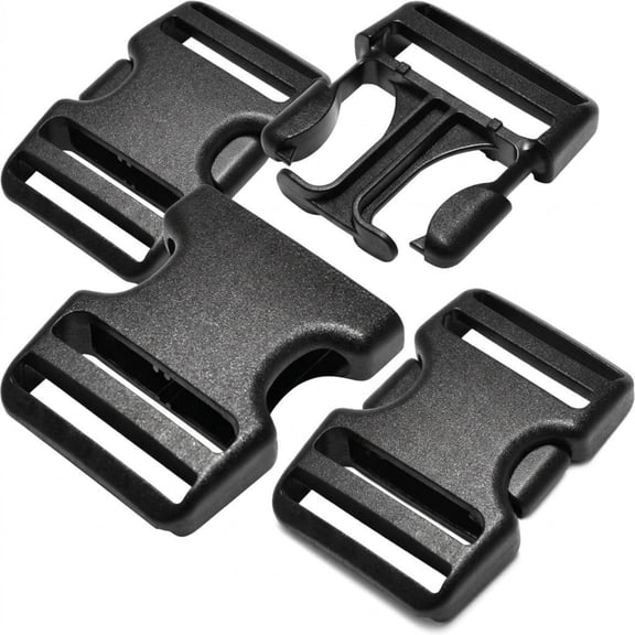 1-1/2 Inch Plastic Buckle for Strap Replacement, Heavy Duty Side Release Buckle Clips, Backpack Straps Repair Kit, Luggage Webbing Fasteners for DIY Belt, Tactical Gear, Outdoor Equipment, Black