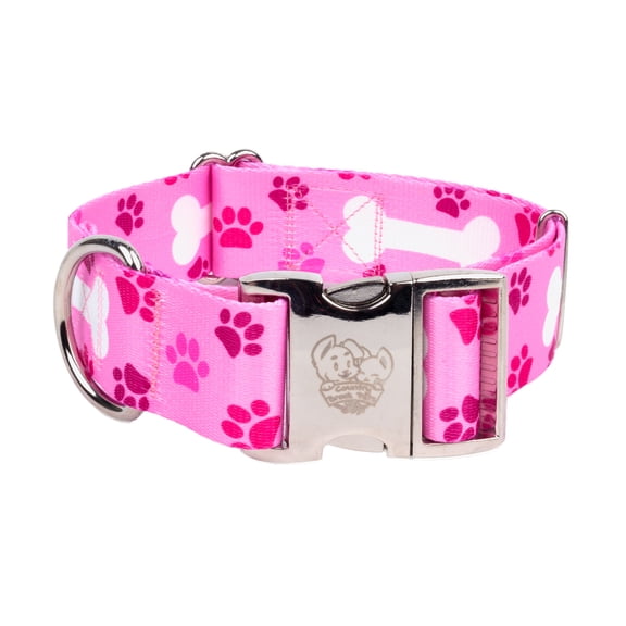 Country Brook Petz® HossFit Jr Wide Premium Dog Collar (Pink Oh My Dog, Medium)