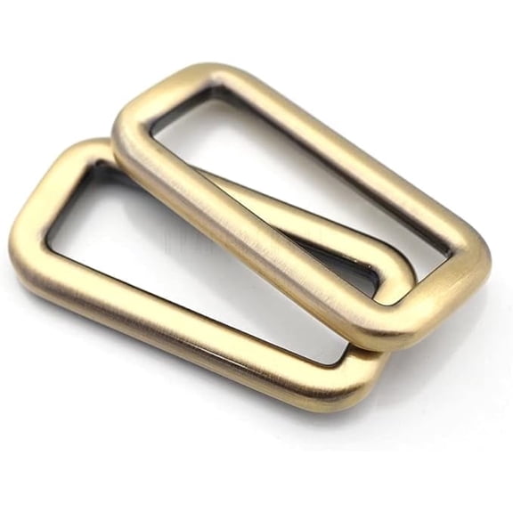CRAFTME STUDIO 1-1/2" Rectangle Rings Metal Buckles for Bag & Belt Straps, Round Rectangular Loops, Quality Finish, 6 pcs, Brushed Brass - SCLP