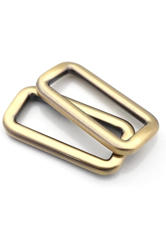 1 1/2 Inch Rectangle Rings Buckle Metal Round Rectangular Loop for Bag Belt Strap Quality Finish SCLP 6pcs (Brushed Brass)