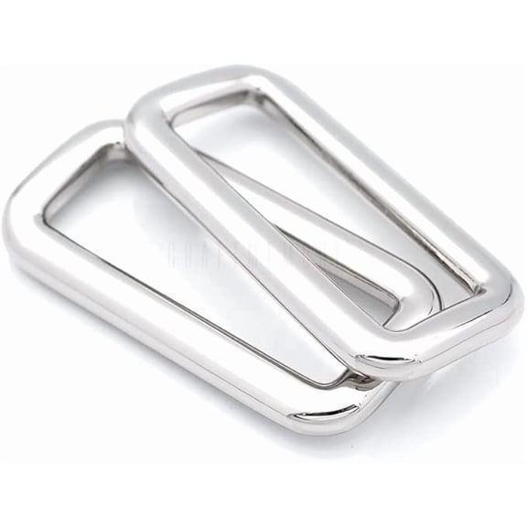 CRAFTME STUDIO 1-1/2" Rectangle Rings Metal Buckles for Bag & Belt Straps, Round Rectangular Loops, Quality Finish, 6 pcs, Silver - SCLP
