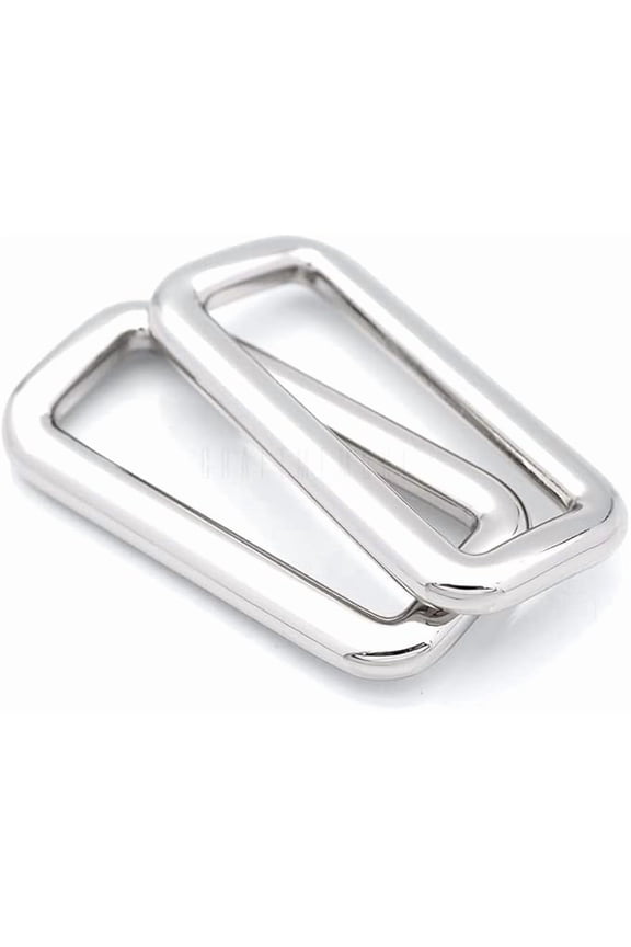 1 1/2 Inch Rectangle Rings Buckle Metal Round Rectangular Loop for Bag Belt Strap Quality Finish SCLP 6pcs (Silver)