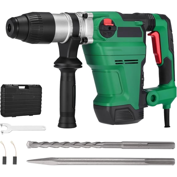 1-1/2 Inch SDS-MAX Heavy and Duty Rotary Hammer Drill: 13 Amp Corded Hammers Drill - Hammers Drill for Concrete Demolition Chipping, 3 Functions, 6 Speeds, Safety Clutch, 2 Chisel