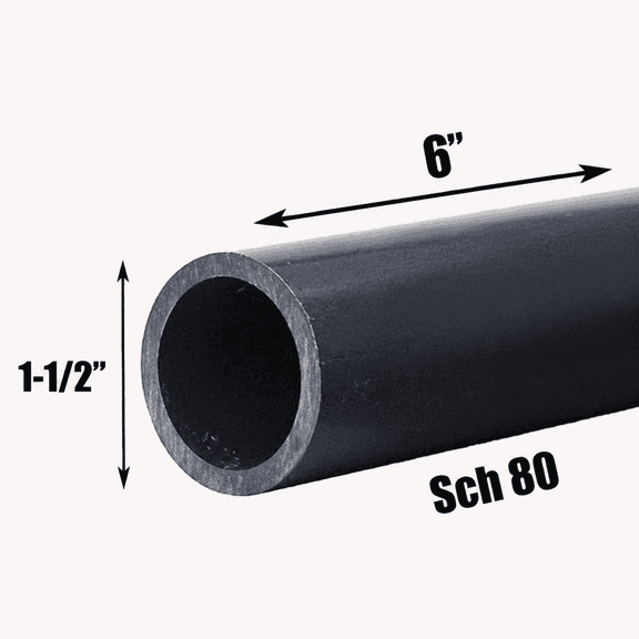 1-1/2 Inch Schedule 80 PVC Pipe - Cut to Custom Length (6")