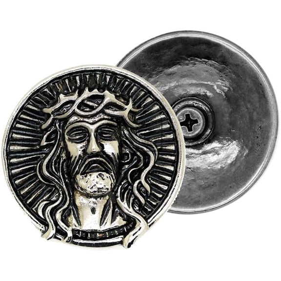 1 1/2 Inch Screw Back Coin Conchos Leathercraft Embellishments with Raised Face Design 2pcs (Black Silver)