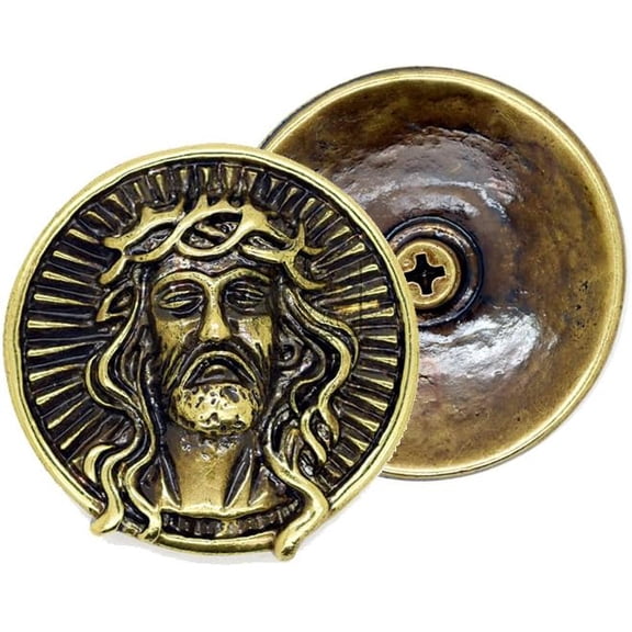 1 1/2 Inch Screw Back Coin Conchos Leathercraft Embellishments with Raised Face Design 2pcs (Bronze)