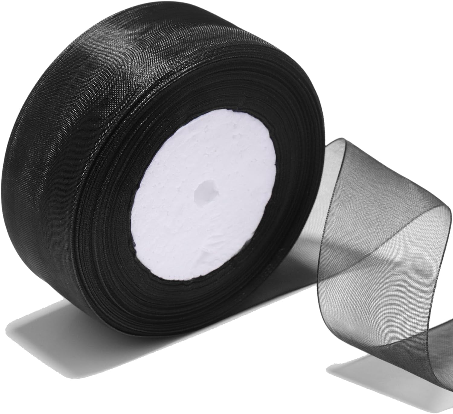 1-1/2 Inch Sheer Organza Ribbon 50 Yards Black Chiffon Ribbon for Gift ...