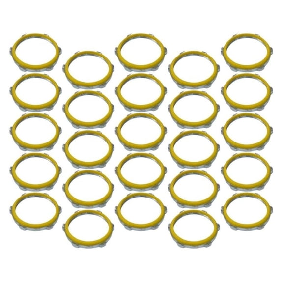 1 1/2 Inch Steel Sealing Lock Nut - Electrical Conduit Locknut with PVC Molded Gasket for A Weatherproof Seal and Zinc Plated for Corrosion Resistance - 25-Pack