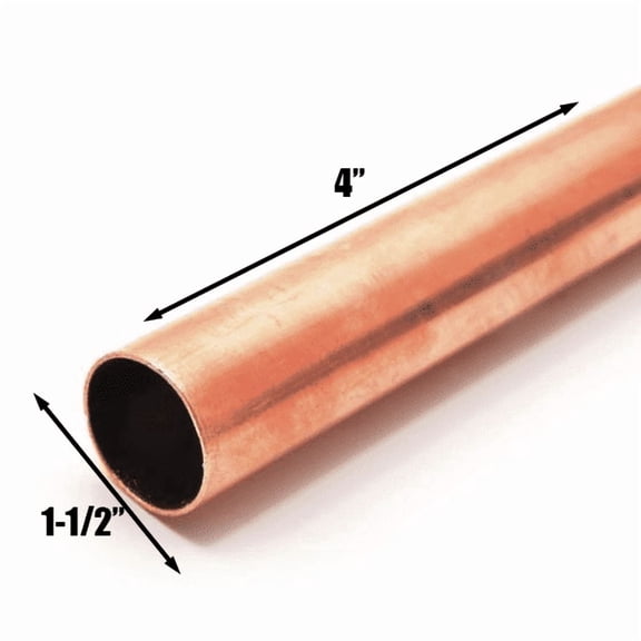 1-1/2 Inch Type L Copper Pipe for Plumbing, HVAC & Refrigeration, ASTM B88 Copper Tube, Sweat Solder Compatible, 96 Inch Length