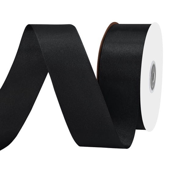 THEGLY 1-1/2 Inch x 100 Yard Black Satin Ribbon – Perfect for Gift Wrapping, Crafts, Christmas, Hair Styling, Invitation Decor & More