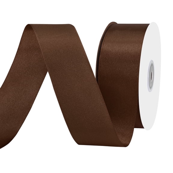 THEGLY 1-1/2 Inch x 100 Yard Brown Satin Ribbon – Perfect for Gift Wrapping, Crafts, Christmas, Hair Styling, Invitation Decor & More