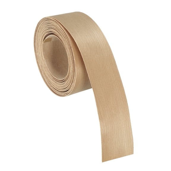 1-1/2 Inch x 13ft Wood Veneer Edge Banding, Pre-Glued Flexible Beech Wood Edging Strips, Iron on with Hot Melt Adhesive Wood Tape for Cabinet Repair and Furniture Restoration