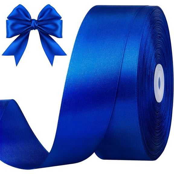 1-1/2 Inches 100 Yards Royal Blue Satin Ribbon, Solid Fabric Ribbon Roll for Flower Bouquets, Gift Wrapping, Wedding, Handmade Crafts