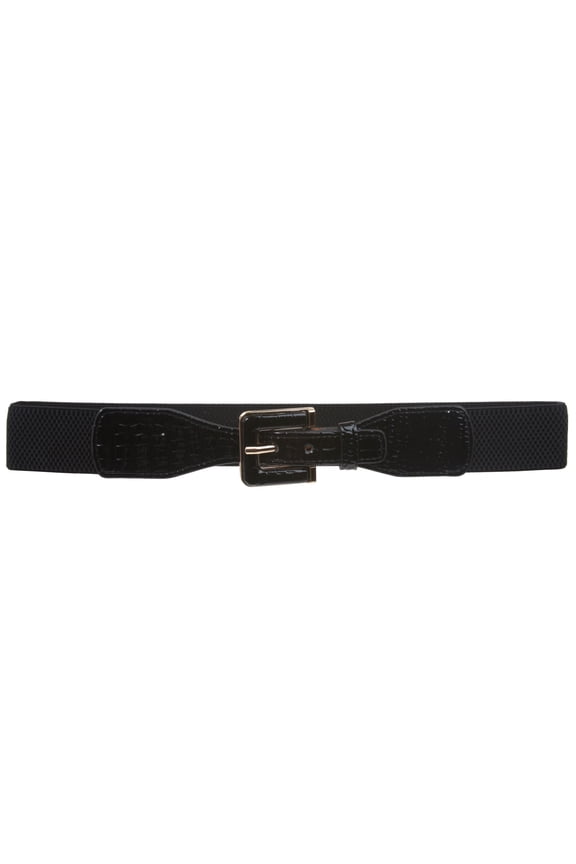 1 1/2" Ladies High Waist Fashion Croco Print Stretch Belt