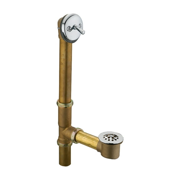 1-1/2" Lever Bath Waste & Overflow, 20G Brass, Chrome Face plate for 18-24" Tub