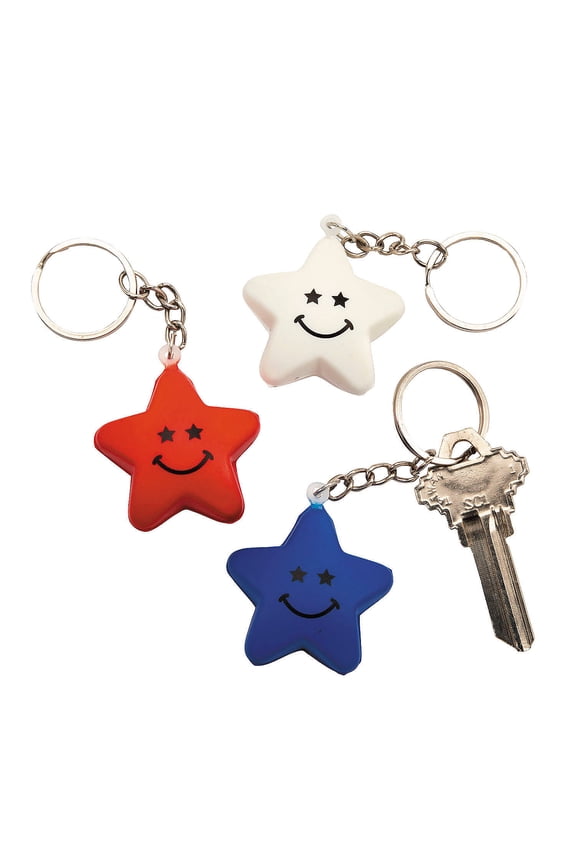 1 1/2" Mini Patriotic Star Foam Stress Toy Keychains  12 Pc.
