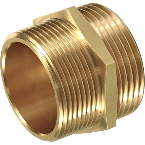 1-1/2" NPT Male x 1-1/2" NST (NH) Male, Brass Hexagonal Nipple Fitting, Fire Equipment Hexagonal Nipple Fire Hose Adapter