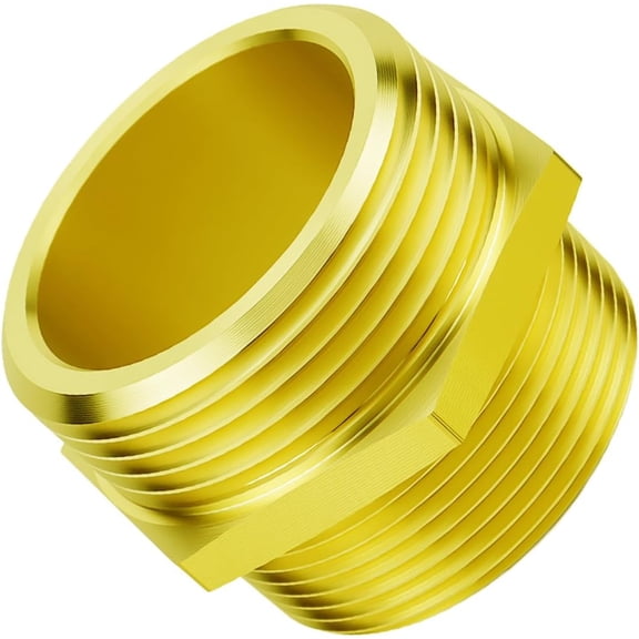 1-1/2" NPT Male x 1-1/2" NST (NH) Male Fire Hose Adapter, Solid Brass Hex Nipple Fitting for Fire Equipment & Industrial Hose Connection (1-Pack Adapter)