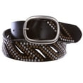 thumbnail image 1 of 1 1/2" Oval Snap on Perforated Nailhead Studded Cowhide Solid Leather Belt, 1 of 5