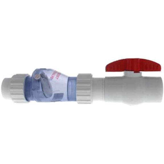 1-1/2" PVC"Quiet Check" Solvent Weld w/Quarter Turn Ball Valve (Clear Valve Body)$$Plumbing & HVAC