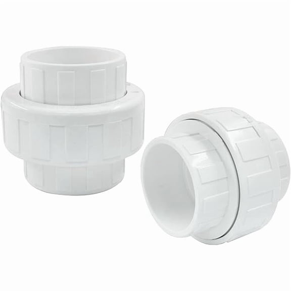 1-1/2" PVC Union Coupling Pipe Fitting (Socket x Socket), White PVC Slip Union Adapter Schedule 40 for Pool, Outdoor & Indoor Plumb - 2Pcs Durable Pipe Tube Fitting Adapter Connector for Plumbing