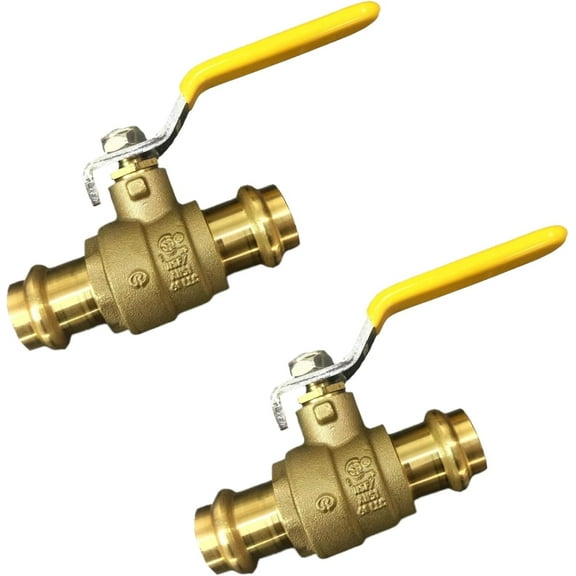 1 1/2" Propress Brass Ball Valve - Press Shut Off Ball Valve with EPDM O-ring Fit Both End - Premium Water Stop Shut Off Tool with 1" In. Connections (Pack of 2)