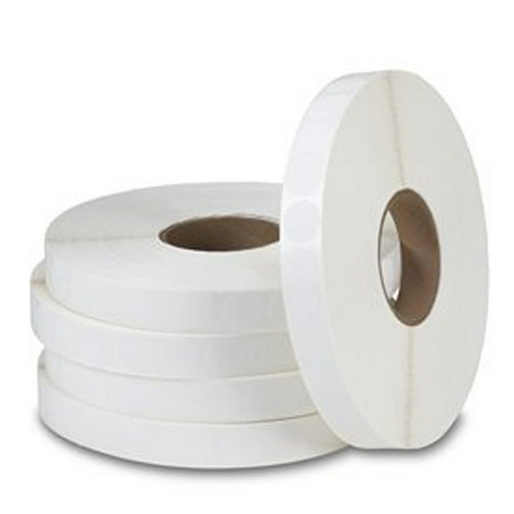 1-1/2" Round White Paper Tabs / Wafer Seals w Plain Edges - Roll of 5,000