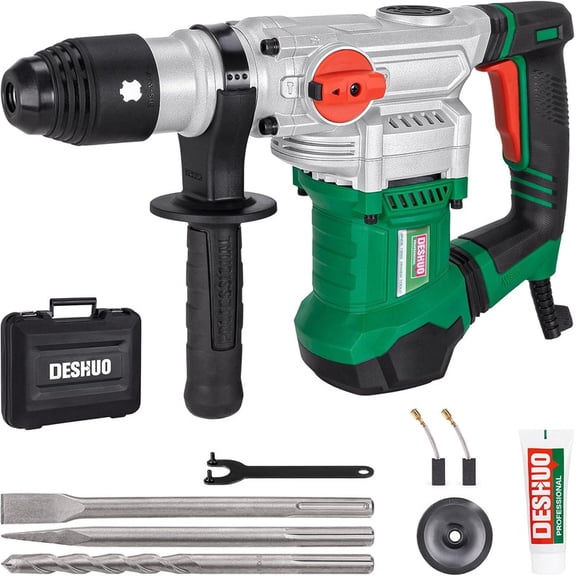 1-1/2" SDS-Max Heavy Duty Rotary Hammer Drill,12.5 Amp 3 Functions Corded Vibration Control Demolition Rotomartillo with Safety Clutch for Concrete,Includes 1 Drill Bits,2 Chisels,Carrying Case