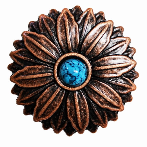 1-1/2" Set 4 Screw Back Copper Flower Belt Bag Saddle Decorative Conchos CO528
