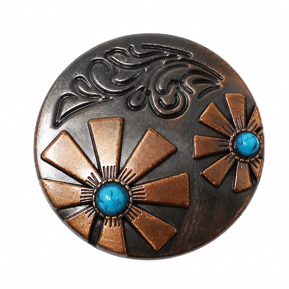 1-1/2" Set of 4 Copper Flower Western Tack Belt Bag Jewelry Decorative Conchos CO544