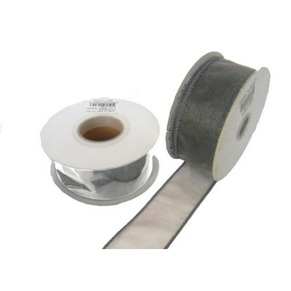 1-1/2" Sheer Organza Wired Ribbon Silver (10 Yards)