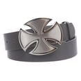 thumbnail image 1 of 1 1/2" Snap On Celtic Maltese Cross Buckle With Plain Leather Belt, 1 of 2