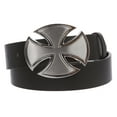 thumbnail image 1 of 1 1/2" Snap On Celtic Maltese Cross Buckle With Plain Leather Belt, 1 of 2