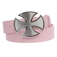 thumbnail image 1 of 1 1/2" Snap On Celtic Maltese Cross Buckle With Plain Leather Belt, 1 of 2