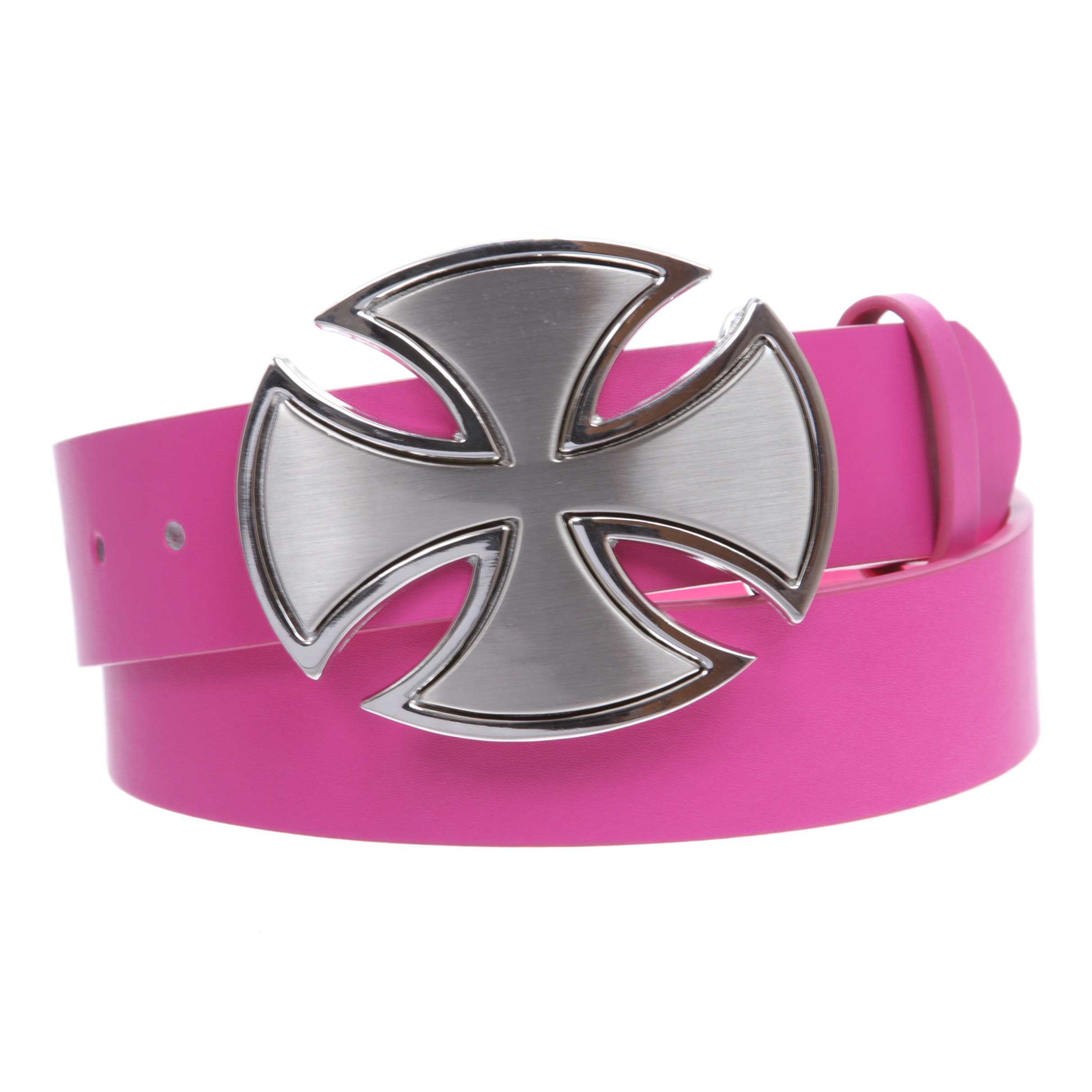 Cintura In Pelle Con Fibbia Intercambiabile Croce Celtica E Maltese - Larghezza 38mm, Taglia S (76-81 Cm), Colore Nero