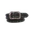 thumbnail image 1 of 1 1/2" Snap On Floral Engraving Turquoise Studded Leather Belt, 1 of 2