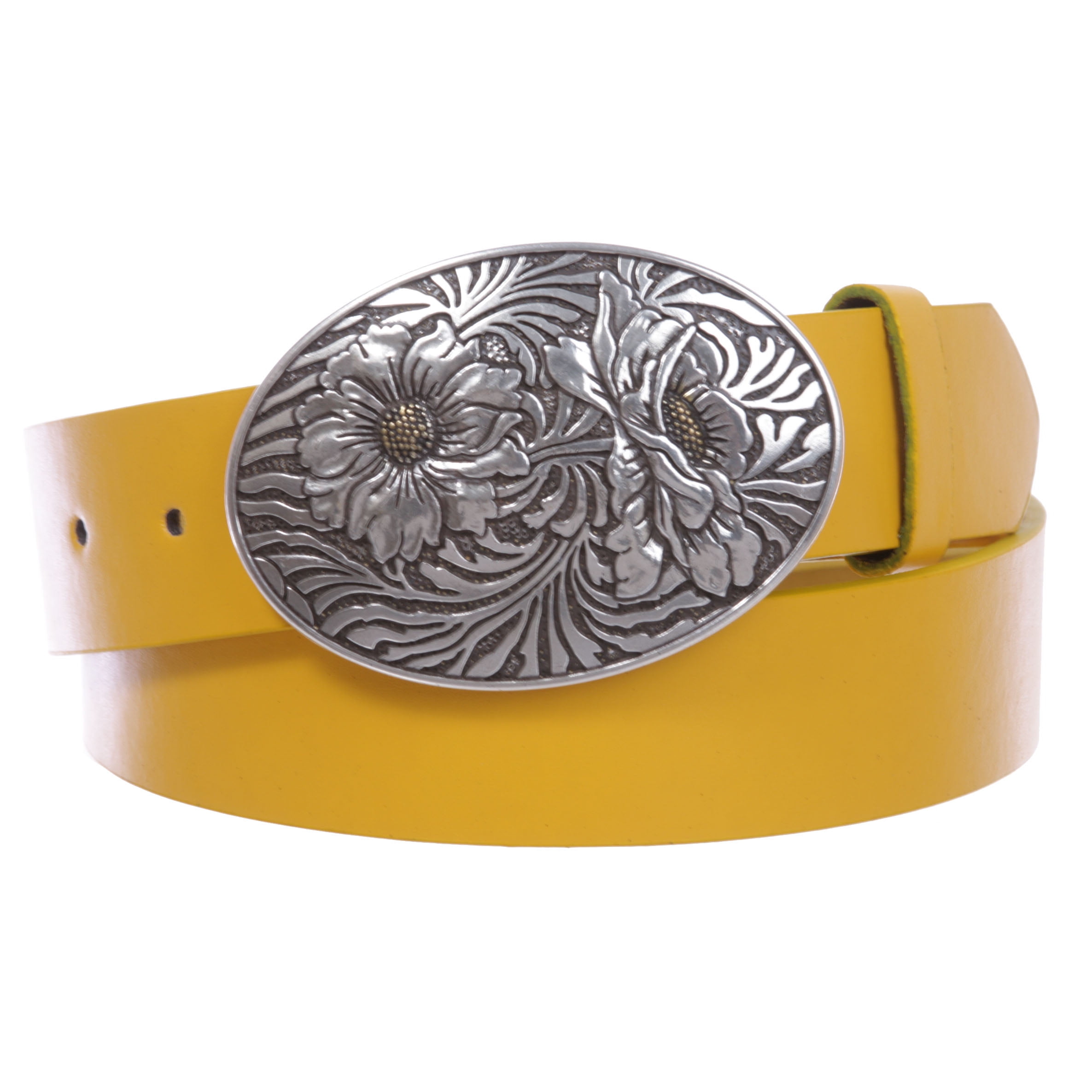 Western Brass Floral Oval Belt Buckle With Leather Steerhide Tooled Belt Size 36 il_fullxfull.6100470303_e7fk.jpg main image 3