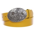 thumbnail image 1 of 1 1/2" Snap On Oval Sunflower Engraving Buckle With Leather Belt, 1 of 1