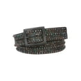 thumbnail image 1 of 1 1/2" Snap On Rectangular Tiny Multiple Turquoise Circle Studded Top Grain Leather Belt, 1 of 3