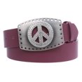 thumbnail image 1 of 1 1/2" Snap On Rhinestone Peace Symbol Love Sign Hollow Out Buckle With Leather Belt, 1 of 2