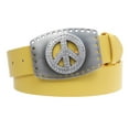 thumbnail image 1 of 1 1/2" Snap On Rhinestone Peace Symbol Love Sign Hollow Out Buckle With Leather Belt, 1 of 2