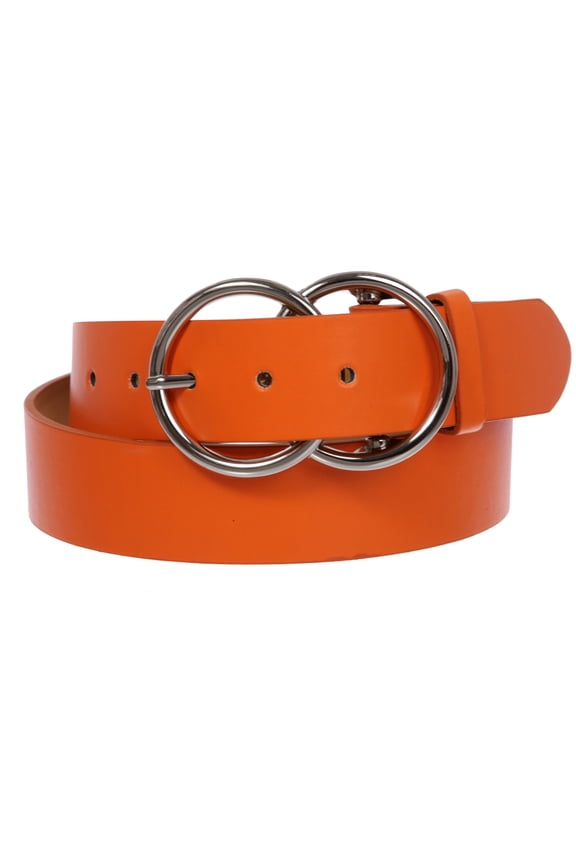 1 1/2" Snap On Round Double Circle O-Ring Buckle With Leather Belt
