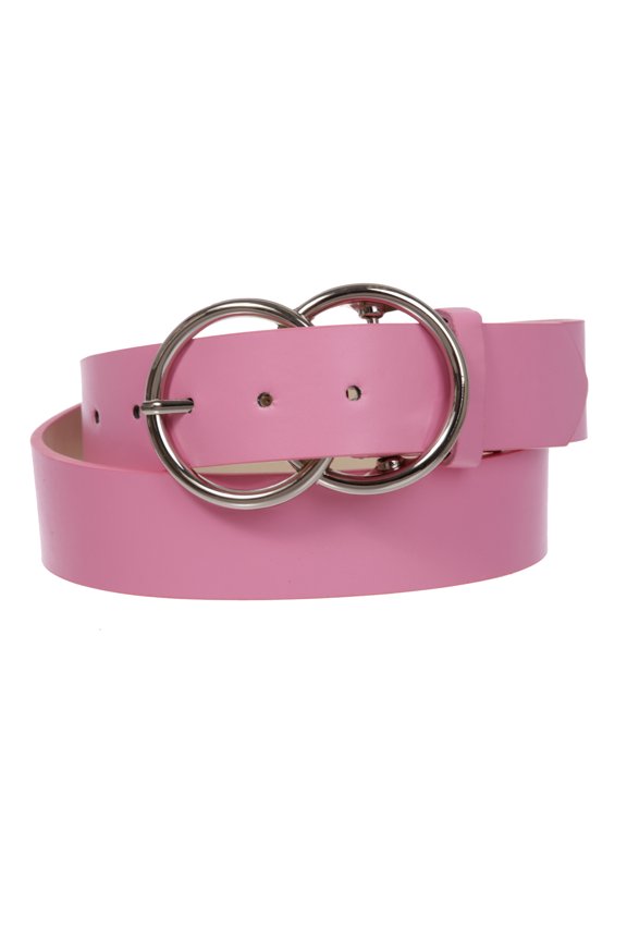 1 1/2" Snap On Round Double Circle O-Ring Buckle With Leather Belt