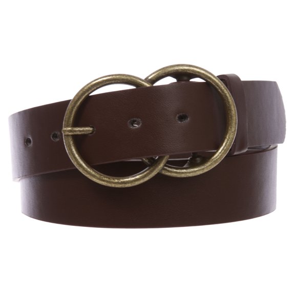 1 1/2" Snap On Round Double Circle O-Ring Buckle With Leather Belt
