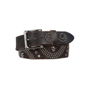 1 1/2" Snap On Skull Metal Studded Distressed Leather Belt