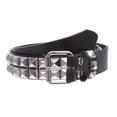 thumbnail image 1 of 1 1/2" Snap On Two Row Punk Rock Star Silver Studded Solid Leather Belt, 1 of 6