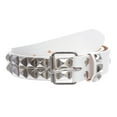 thumbnail image 1 of 1 1/2" Snap On Two Row Punk Rock Star Silver Studded Solid Leather Belt, 1 of 6